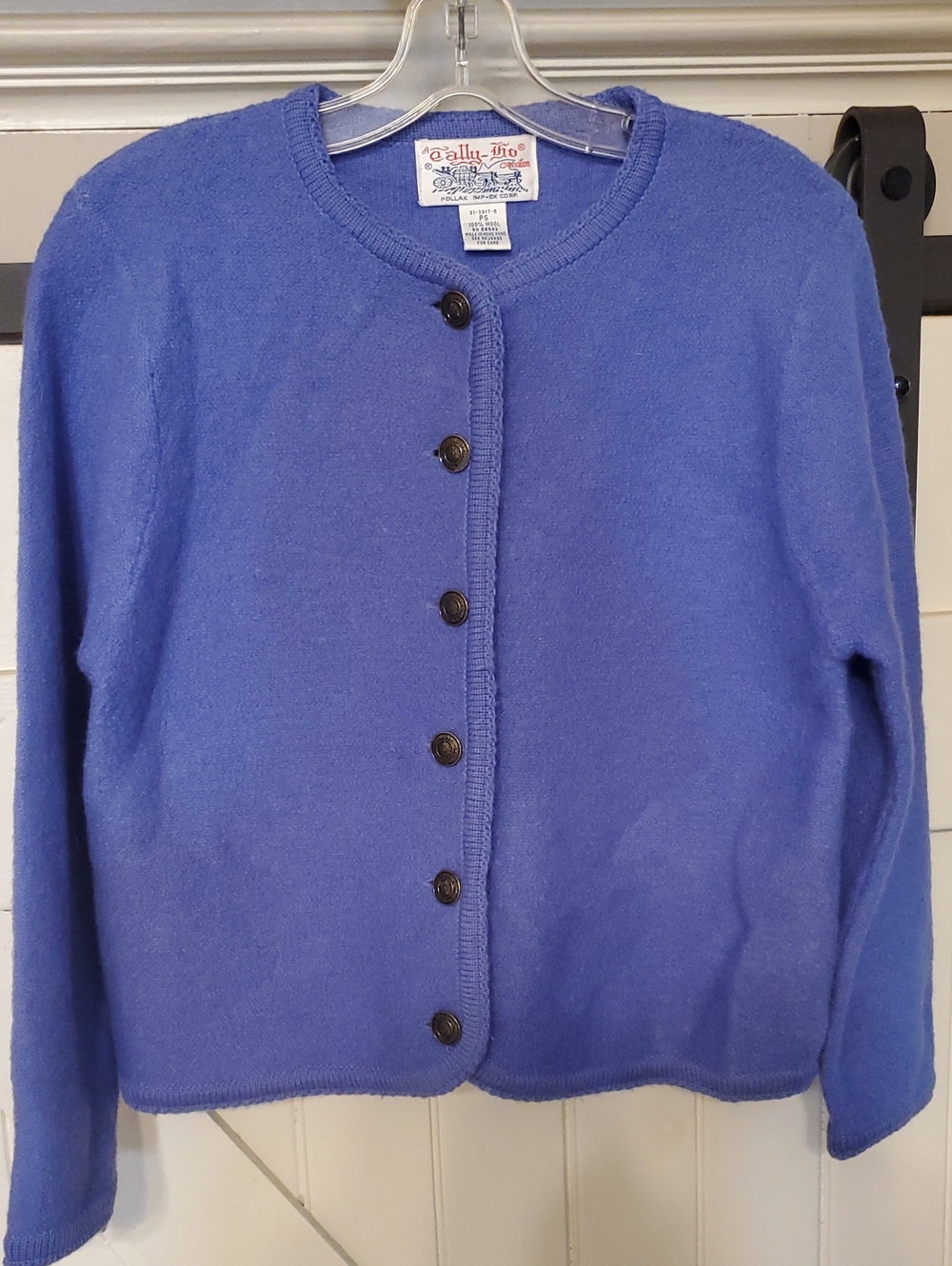 Tally Ho Cobalt Blue Button-Front Crewneck Cardigan